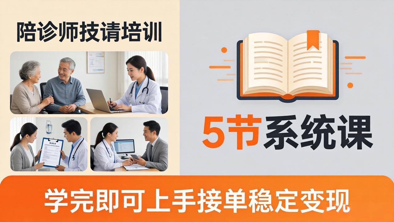 想做陪诊师不知从何下手？5节系统课教你掌握核心技能，学完即可上手接单稳定变现-源创文化-轻创终点站
