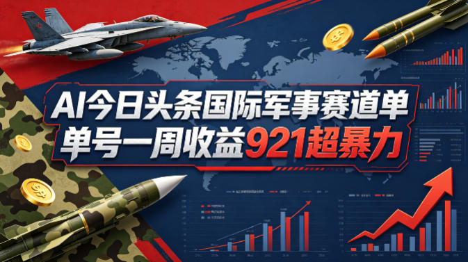 AI今日头条国际军事赛道，单号一周收益921，超暴力-源创文化-轻创终点站