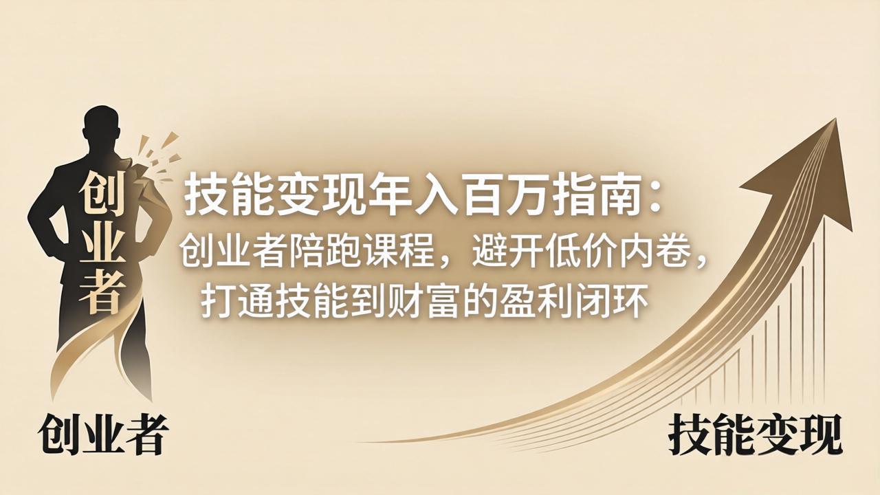 技能变现年入百万指南：创业者陪跑课程，避开低价内卷，打通技能到财富的盈利闭环-源创文化-轻创终点站