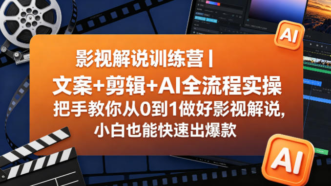 影视解说训练营｜文案+剪辑+AI全流程实操，把手教你从0到1做好影视解说，小白也能快速出爆款-源创文化-轻创终点站
