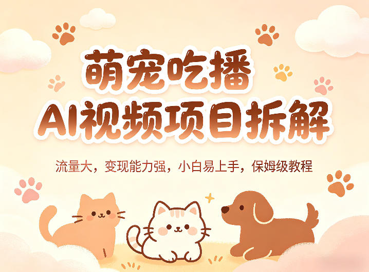 萌宠吃播AI视频项目拆解，流量大，变现能力强，小白易上手，保姆级教程-源创文化-轻创终点站