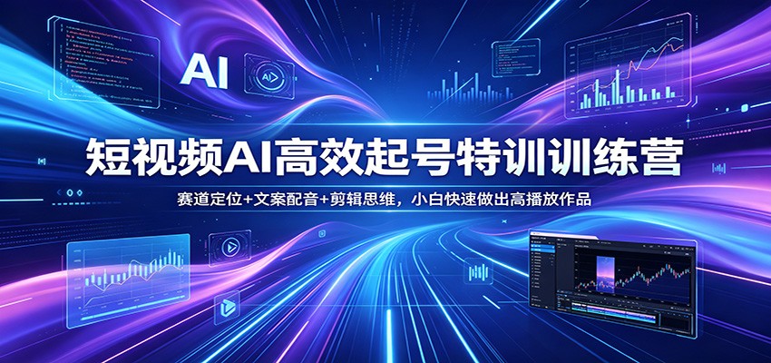 短视频AI高效起号特训训练营：赛道定位+文案配音+剪辑思维，小白快速做出高播放作品-源创文化-轻创终点站