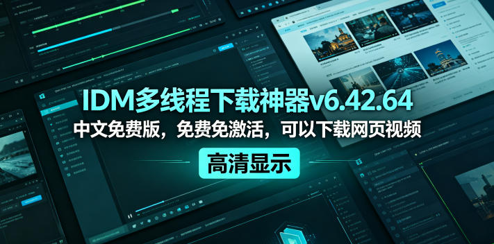 IDM多线程下载神器v6.42.64中文免费版，免费免激活，可以下载网页视频(例如飞书文档内的视频)-源创文化-轻创终点站
