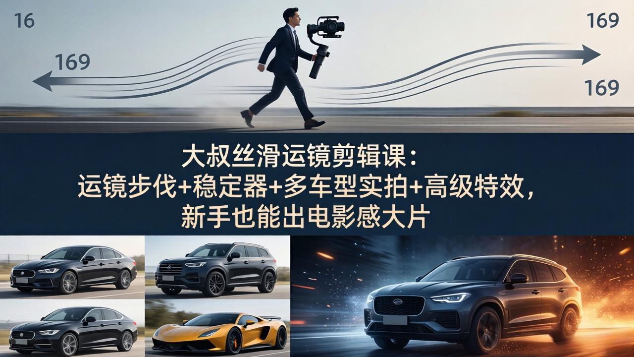 大叔丝滑运镜剪辑课：运镜步伐+稳定器+多车型实拍+高级特效，新手也能出电影感大片-源创文化-轻创终点站