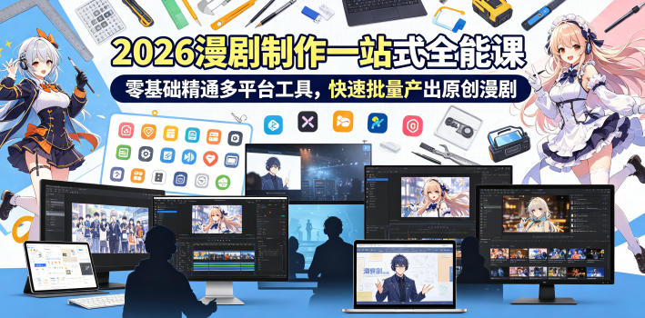 2026 AI漫剧制作一站式全能课,零基础精通多平台工具,快速批量产出原创漫剧-源创文化-轻创终点站