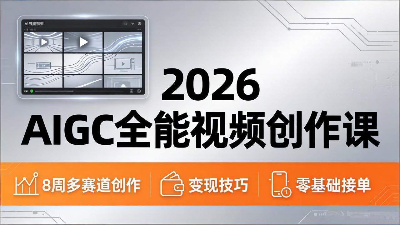 2026AIGC全能视频创作课，8周吃透多赛道创作+变现，零基础也能高效出片接单-源创文化-轻创终点站
