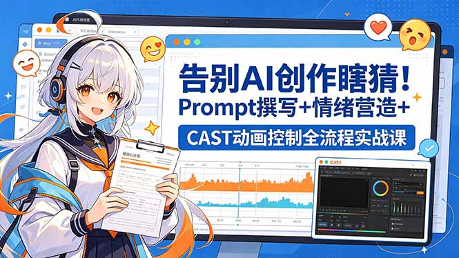告别AI创作瞎猜！Prompt撰写+情绪营造+CAST动画控制全流程实战课-源创文化-轻创终点站