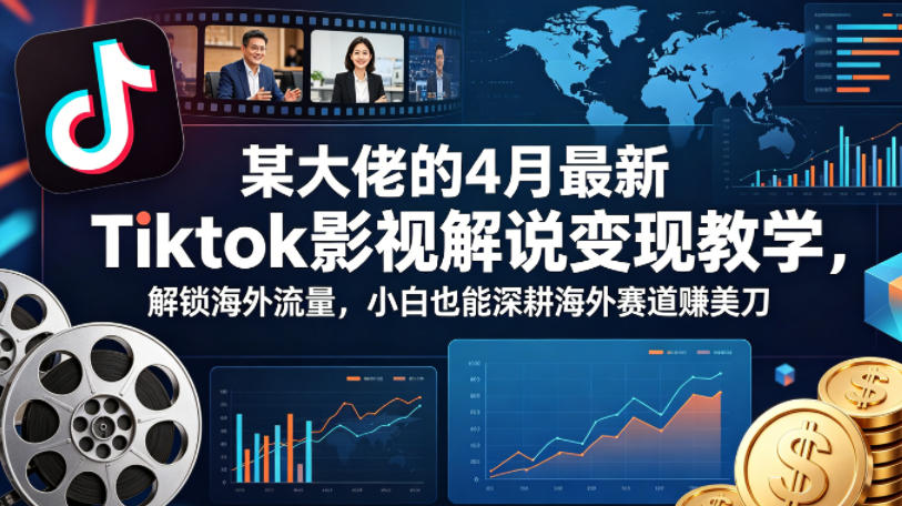 某大佬的4月最新Tiktok影视解说变现教学，解锁海外流量，小白也能深耕海外赛道賺美刀-源创文化-轻创终点站