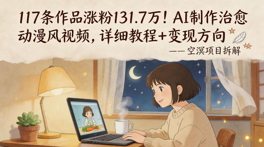 117条作品涨粉131.7W！AI制作治愈动漫风视频，详细教程+变现方向-源创文化-轻创终点站
