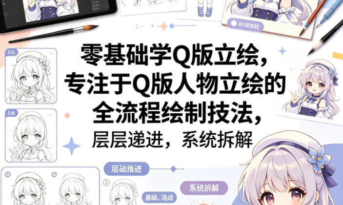 零基础学Q版立绘，专注于Q版人物立绘的全流程绘制技法，层层递进，系统拆解-源创文化-轻创终点站