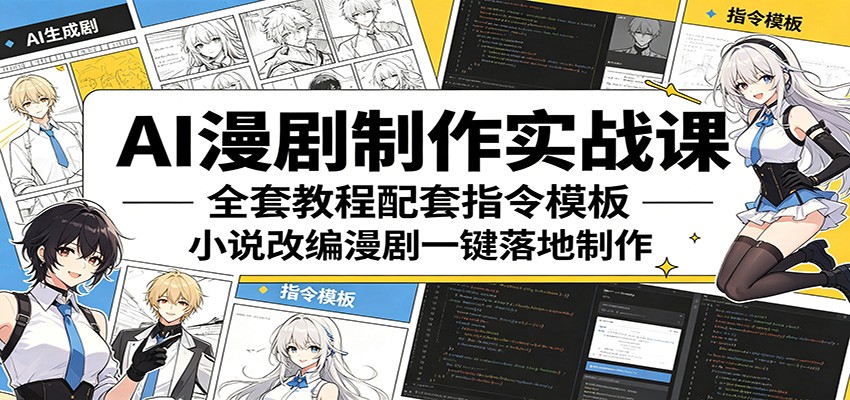 AI漫剧制作实战课：全套教程配套指令模板，小说改编漫剧一键落地制作-源创文化-轻创终点站