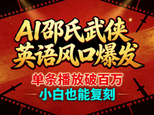 AI邵氏武侠英语风口爆发，单条播放破百万，小白也能复刻-源创文化-轻创终点站