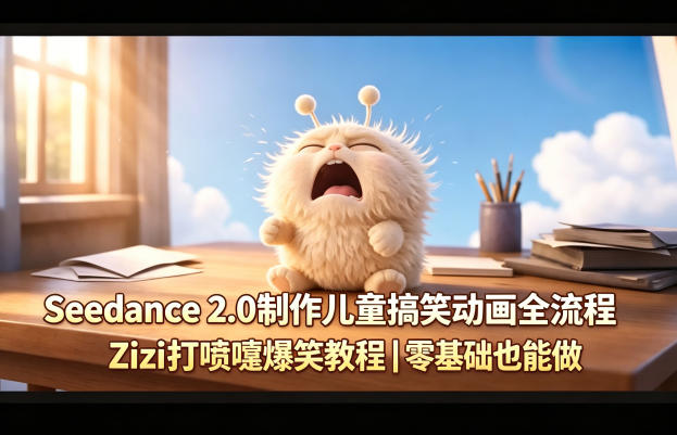 Seedance 2.0制作儿童搞笑动画全流程Zizi打喷嚏爆笑教程｜零基础也能做-源创文化-轻创终点站