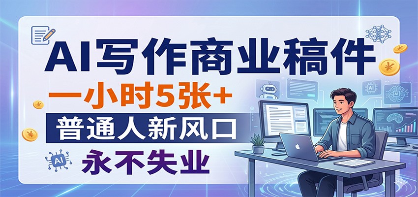 AI写作商业稿件，一小时5张+，普通人新风口，永不失业-源创文化-轻创终点站