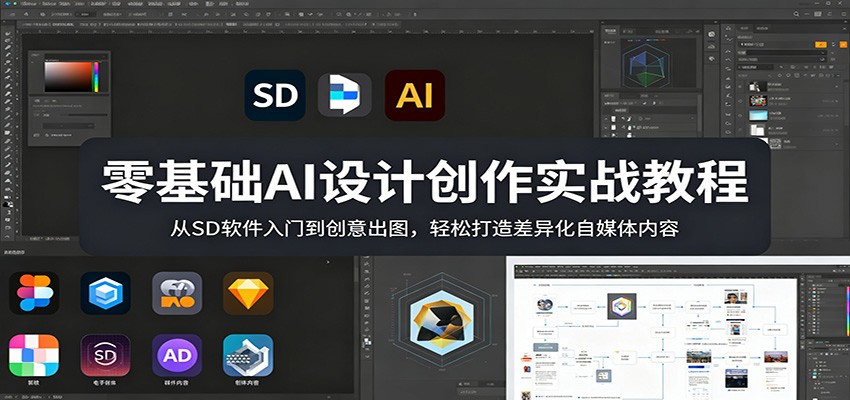 零基础AI设计创作实战教程：从SD软件入门到创意出图，轻松打造差异化自媒体内容-源创文化-轻创终点站