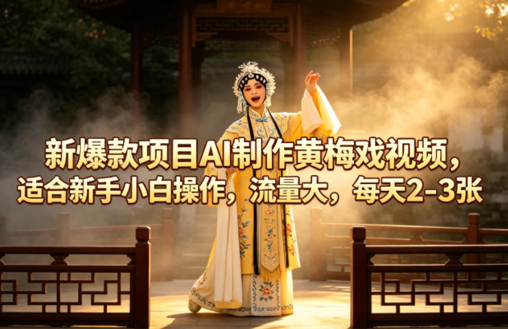 新爆款项目AI制作黄梅戏视频，适合新手小白操作，流量大，每天2-3张-源创文化-轻创终点站