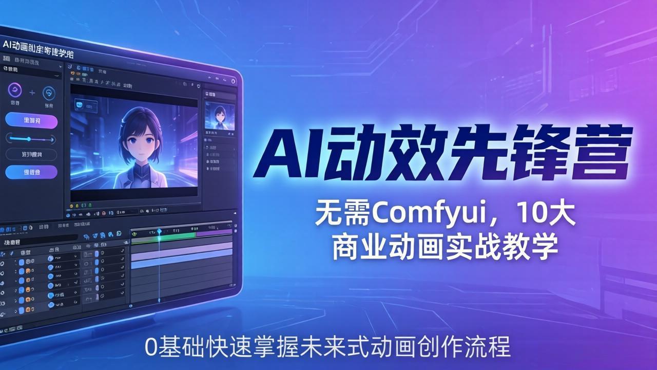 AI 动效先锋营：无需Comfyui，10大商业动画实战教学，0基础快速掌握未来式动画创作流程-源创文化-轻创终点站