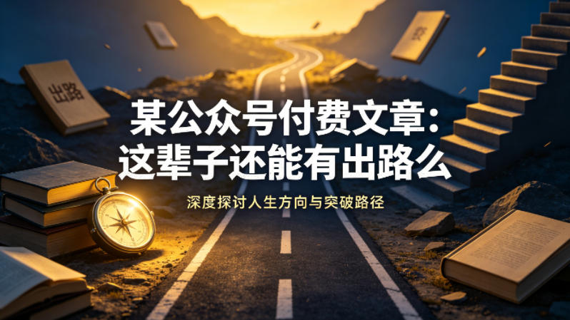 某公众号付费文章：这辈子还能有出路么-源创文化-轻创终点站