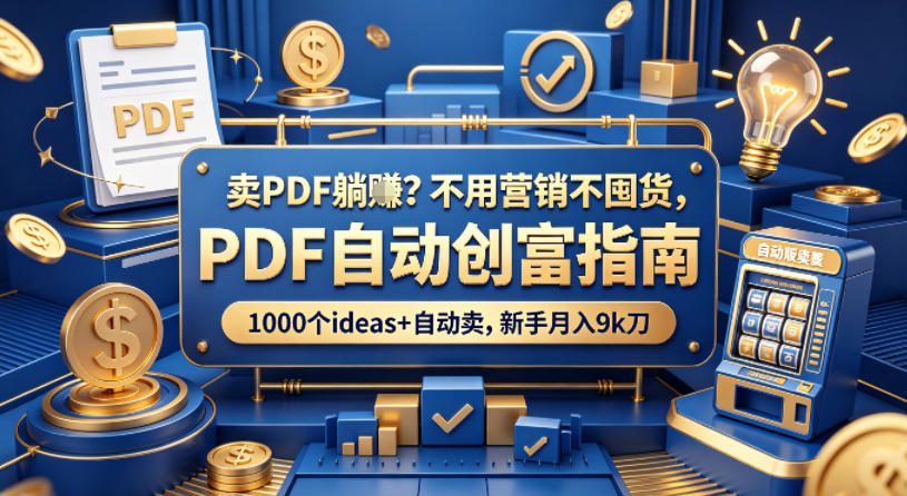 卖PDF躺賺？不用营销不囤货，PDF自动创富指南，1000个ideas+自动卖，新手月入9k刀【原创双语字幕】-源创文化-轻创终点站