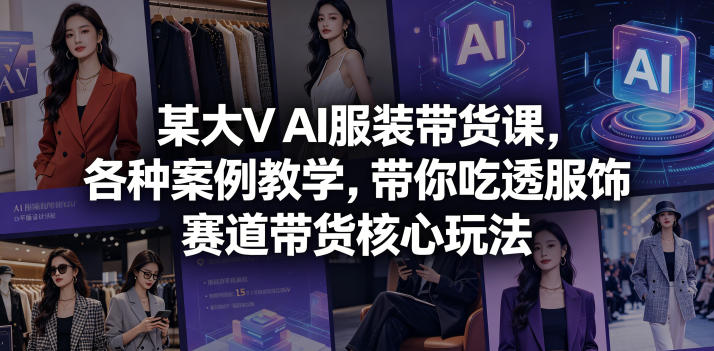 某大V AI服装带货课，各种案例教学，带你吃透服饰赛道带货核心玩法-源创文化-轻创终点站