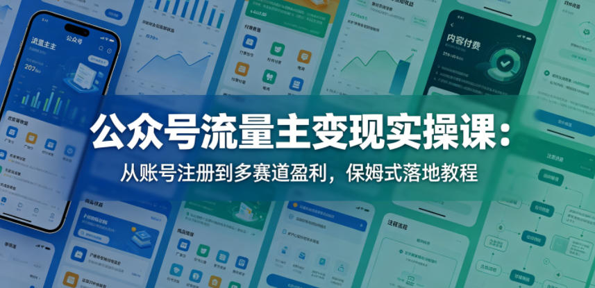 公众号流量主变现实操课：从账号注册到多赛道盈利，保姆式落地教程-源创文化-轻创终点站