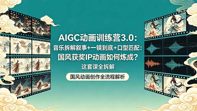 AIGC动画训练营3.0：音乐拆解叙事+一镜到底+口型匹配：国风获奖IP动画如何炼成？这套课全拆解-源创文化-轻创终点站