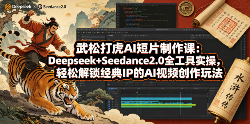 武松打虎AI短片制作课：Deepseek+Seedance2.0全工具实操，轻松解锁经典IP的AI视频创作玩法-源创文化-轻创终点站