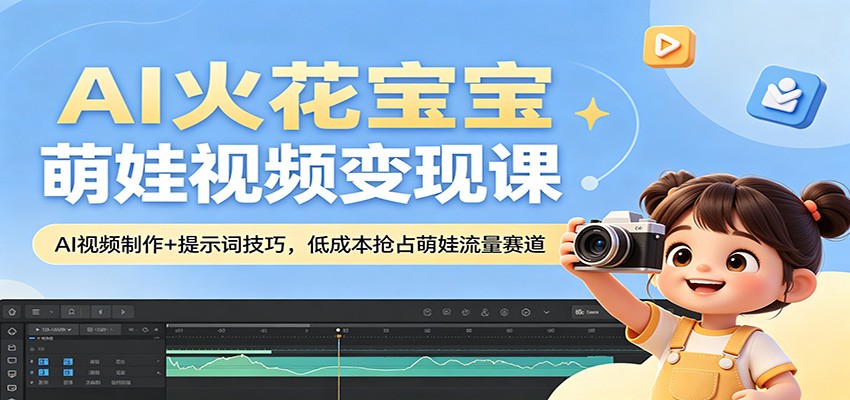 AI火花宝宝萌娃视频变现课：AI视频制作+提示词技巧，低成本抢占萌娃流量赛道-源创文化-轻创终点站