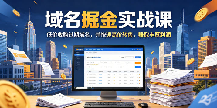 域名交易掘金实战课,低价收购过期域名,并快速高价转售,賺取丰厚利润【原创双语字幕】-源创文化-轻创终点站