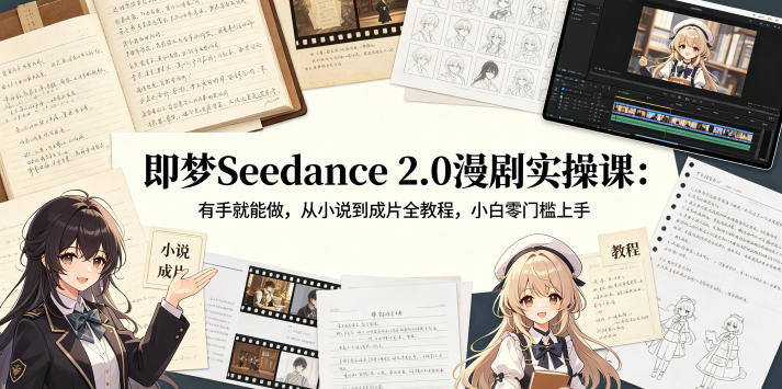 即梦Seedance 2.0漫剧实操课：有手就能做，从小说到成片全教程，小白零门槛上手-源创文化-轻创终点站