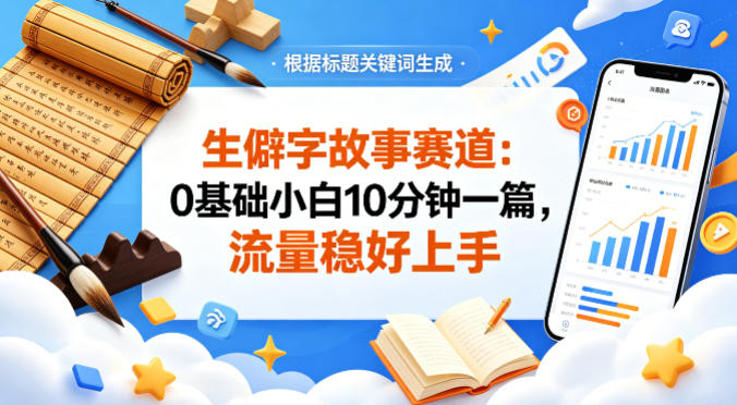 公众号流量主——生僻字故事赛道，流量稳，好上手，0基础小白也能10分钟一篇-源创文化-轻创终点站