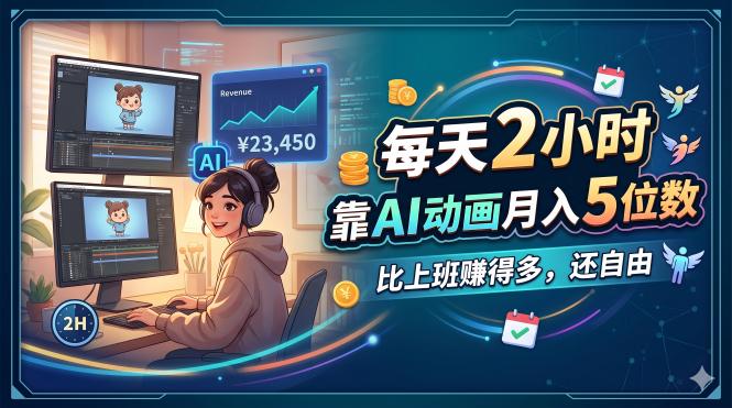 每天 2 小时，靠 AI 动画月入 5 位数，比上班赚得多，还自由-源创文化-轻创终点站