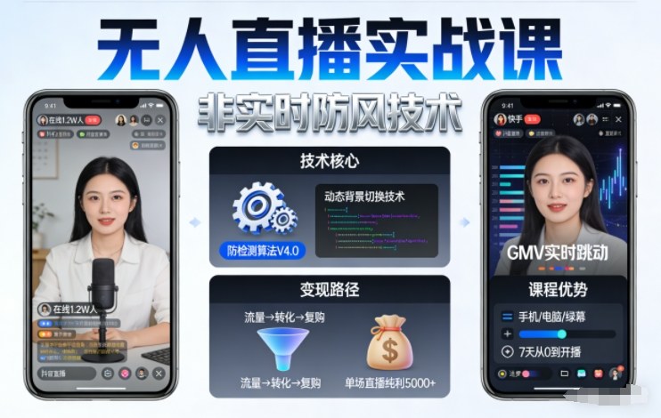 宝子哥无人直播实战课,非实时防风技术,聚焦抖音快手等平台直播带货,轻松开启直播变现之路(更新2026年6月7日)-源创文化-轻创终点站