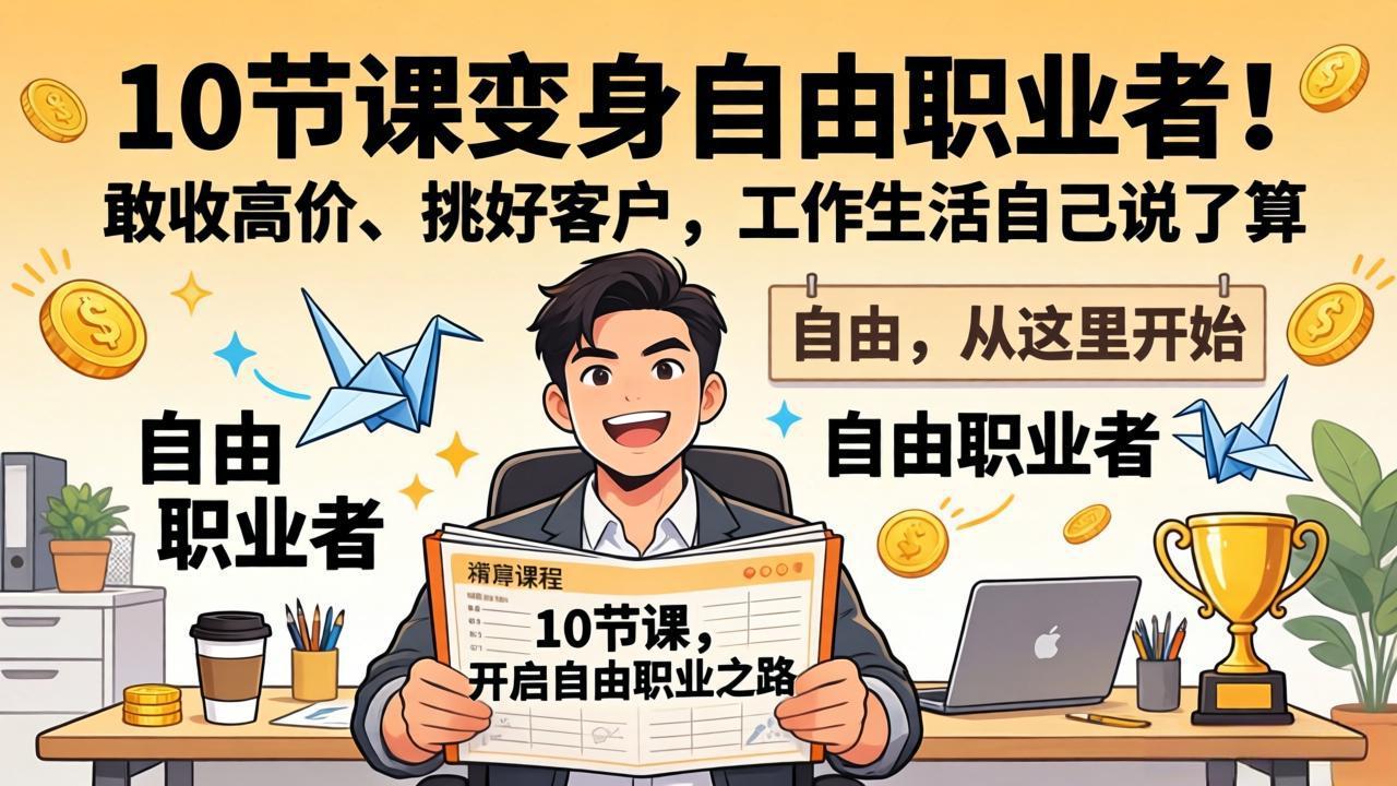 10 节课变身自由职业者！敢收高价、挑好客户，工作生活自己说了算-源创文化-轻创终点站